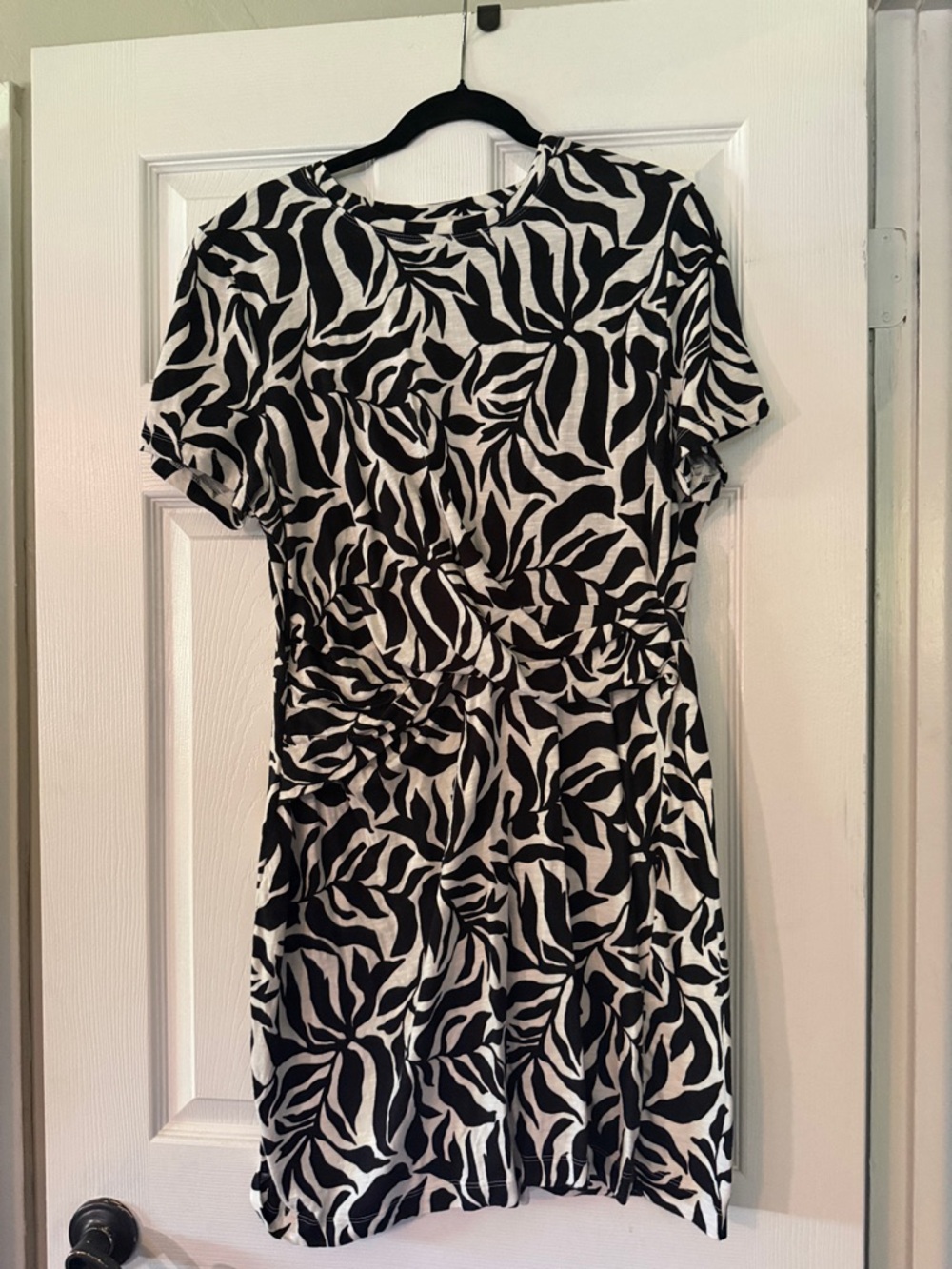 LOFT Black and White Twist-Front Mini Dress